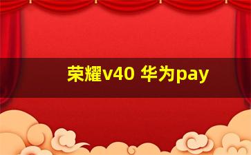 荣耀v40 华为pay